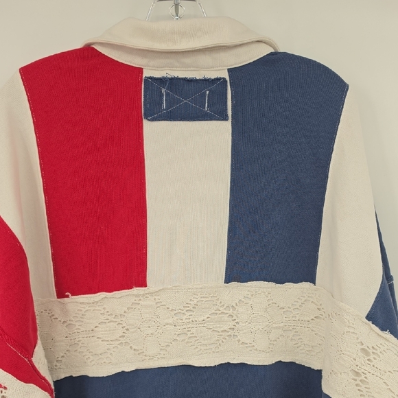 We The Free Colorblock Rugby Pullover - Navy, Red, Cream Size M - Picture 5 of 9